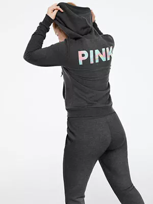 Victoria's Secret PINK SHINE PERFECT FULL-ZIP HOODIE SMALL S • $39.98