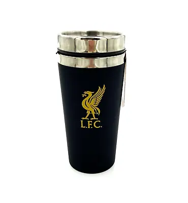 LIVERPOOL FC Official Travel Mug Matt Black & Gold Liverbird LFC GIFT • £13.99