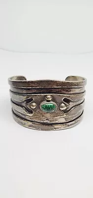 Stunning Vintage Sterling Silver Turquoise Wide 89g Cuff Bracelet 7.25  (91) • $325.50