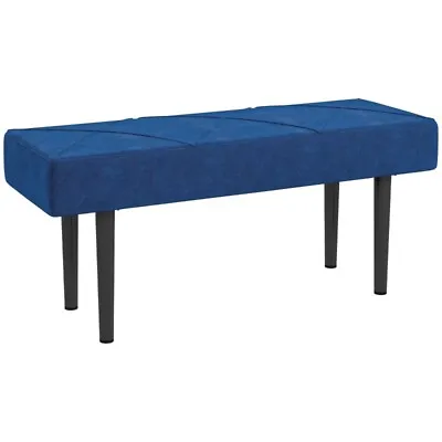 £36.94 • Buy HOMCOM End Of Bed Bench, Upholstered Hallway Bedroom With Steel Legs Blue