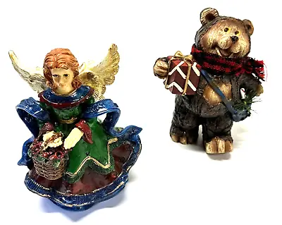 Greenbrier International K's Collection Angel W/Flower Basket Resin + Bonus Bear • $17.79