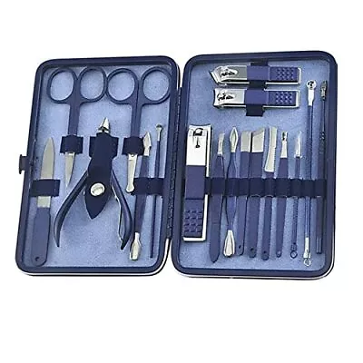 Manicure Set 18 In 1 Mens Women Fingernail Grooming Kit With Leather Travel Case • $32.49