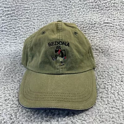 Vintage Sedona Arizona Hat Green Sun Faded Leather Strapback Embroidered 90s • $24.83