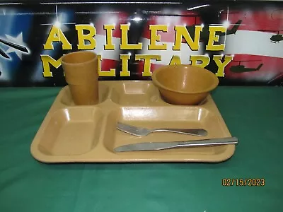 Military Mess Hall Bowl Tumbler Cup Tray Camping Silverware Brown Melamine SET • $49.85