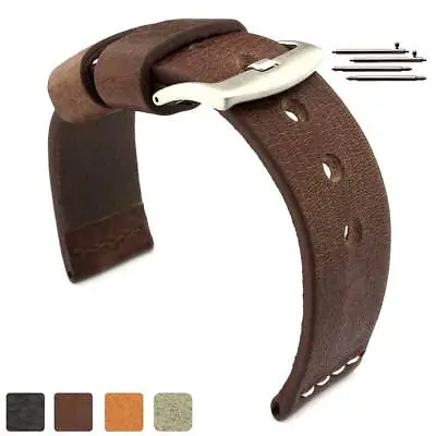 Genuine Leather Watch Strap Band Regular And Extra Long 18 20 22 24 Riviera MM • £15.95