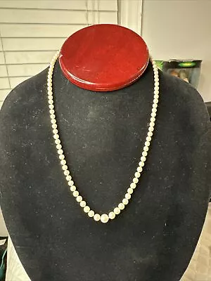 Vintage Mikimoto Pearl Necklace Graduated Strand With Sterling Pearl Clasp 20  • $450