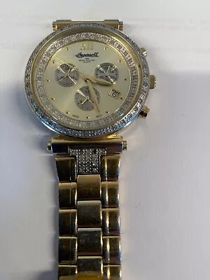 £80 • Buy Ingersoll Mens Watch Gold INGERSOL 18 Carat Gold Plated Diamond Mens Watch 46089