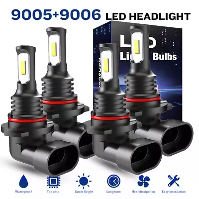 For Chevy C1500 1988-1999 High/Low Beam 4X White LED Headlight Bulbs Combo Kit • $25.99