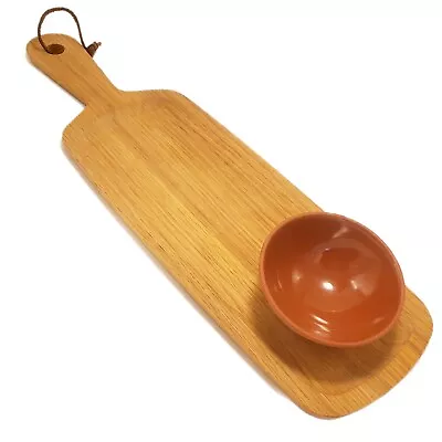 Jamie Oliver JME Home Oak Wooden Handled Serving Tray & Terractta Dipping Dish • £19.29