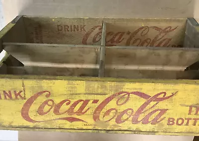 Vintage Yellow Wooden Wood Coca-Cola Coke Crate Savannah Tenn. 1968 • £36.64