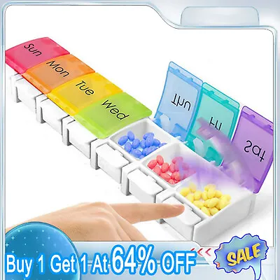 Weekly Pill Box Daily Organiser Medicine Tablet Storage Dispenser 7 Day Week • £3.43