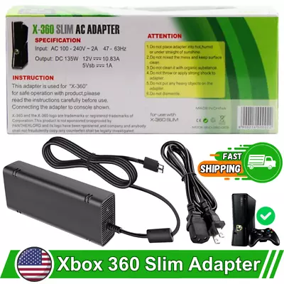 For Xbox 360 Slim Console Power Supply Block AC Adapter Charger With Power Cord • $16.96