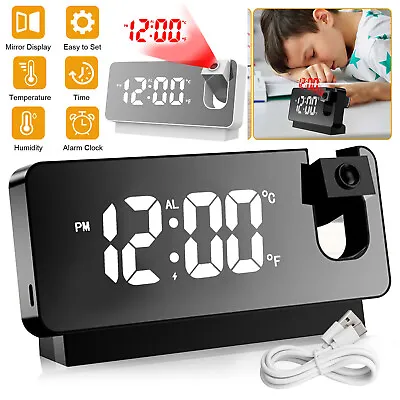 LED Digital Smart Alarm Clock Projection Temperature Time Projector LCD Display~ • $11.95