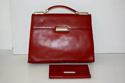 Mandarina Duck Bag And Wallet Leather Red Dark Worn Hand Be • $68.37