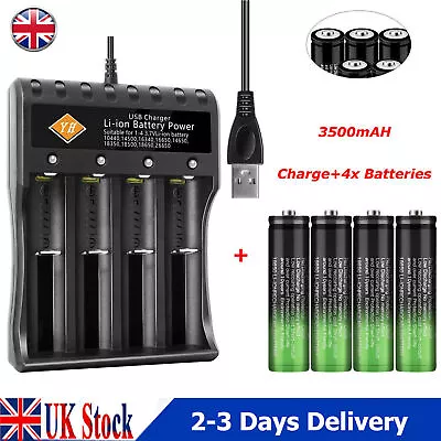 Universal Fast 4 Slot USB Battery Charger With 4x I8650 Rechargeable Batteries • £8.39