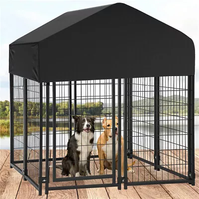 Outdoor Lucky Dog Kennels Crates Pet Run Cage W/Roof Cover For Large Medium Dogs • £139.95