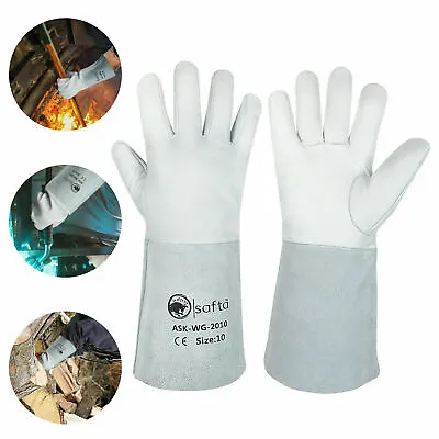 £5.99 • Buy Welders Welding Gloves Work Protection Heat Resistant Gauntlets BBQ|Oven|TIG|MIG