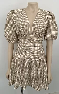 By Nicola Size 10 NEW WITH TAGS Mustard Check  Mini Dress RRP $198 • $65