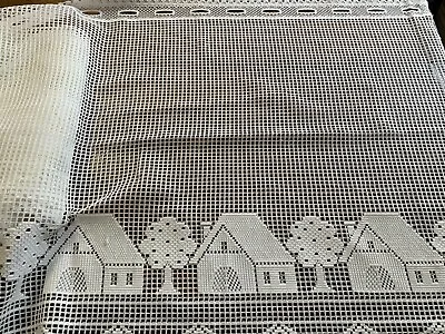 Heritage 1980’s Gingerbread House Macrame Ring Curtain Lace Off White USA 9 Yds • $50