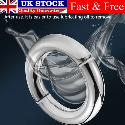 Silver Man Stainless Steel Ball Stretcher Enhancer Chastity Ring Heavy Duty UK • £10.98