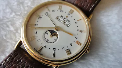 Vintage MOVADO Swiss Wrist Watch Moon Phase Quartz 87.27.862 • $325