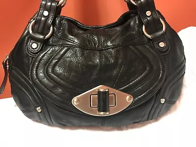 B Makowsky Soft Pebbled Black Leather Satchel Handbag Purse - Gorgeous!! • $24.99