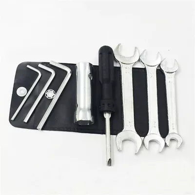 Motorcycle 8Pcs Spark Plug Spanner Wrench Socket Tool Kit With/ Storage Pocket • $15.38