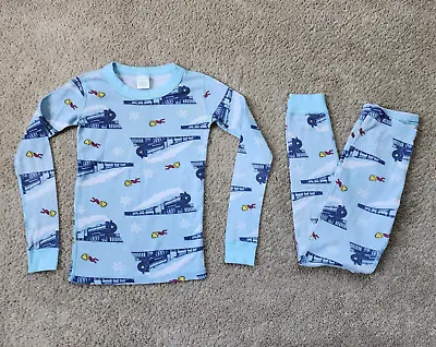 Hanna Andersson Pajamas Size 8 Polar Express Long Sleeve Christmas READ 130 Cm • $29.99