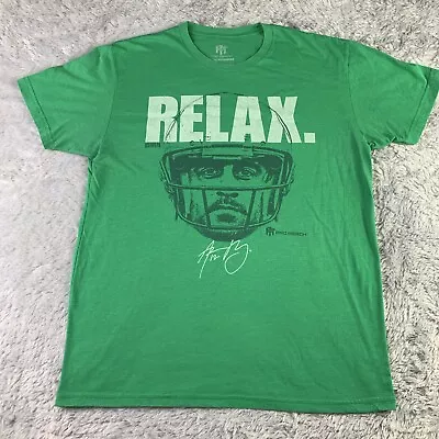 Aaron Rodgers RELAX Shirt Green Short Sleeve Adult Large Pro Merch NFL Tee • $14.97
