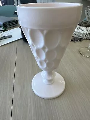 Vintage Pink Milk Glass Goblet Cup Vase Jeanette Thumbprint Pattern • $9