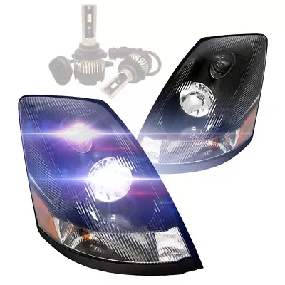 Headlight Black With LED Bulbs – LH & RH ( Fit: Volvo VNL VN VNM Trucks ) • $339