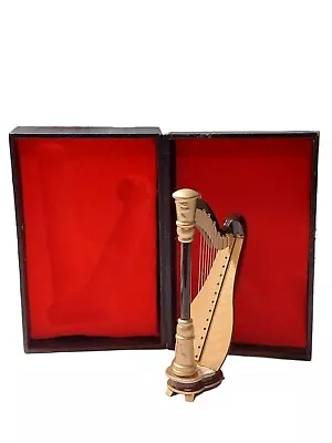 Dollhouse Miniatures Wood Harp In Case Musical Instrument 5.5  • $59
