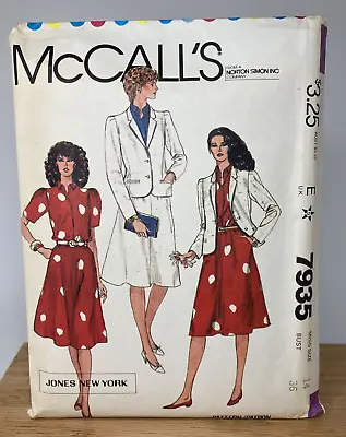 Vintage McCalls 7935 Jones New York Lined Jacket Skirt Blouse Pattern Size 14 • $4.99