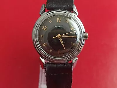 Vintage POlJOT RODINA 1 MChZ  Ussr Mens Antique AUTOMATIC Watch. GOOD CONDITION! • $64.99