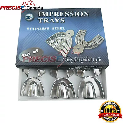 6 Pcs Dental Autoclavable Stainless Steel Non-Perforated Metal Impression Trays • $15.05