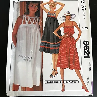 Vintage 1980s McCalls 8621 Leon Max Strappy Sun Dress Sewing Pattern Small UNCUT • $12