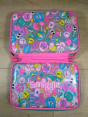 Smiggle Hard Pencil Case Bright Pink Multi Coloured Girls Back To School Used UK • £5.49