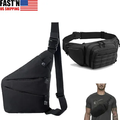 Tactical Fanny Pack Gun Holster Concealed Carry Pistol Military Waist Bag Pouch • $11.89