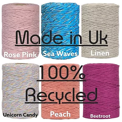 11 New Colours Luxury Macrame 3-4mm Single Twisted Cotton Cord / Yarn MADE IN UK • £1.63