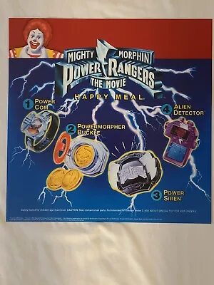 Vtg NOS 1995 McDonald's  Power Rangers Mighty Morphin Sign 13  X 13  Happy Meal • $50