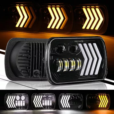 $68.59 • Buy For Chevy Express Cargo Van 1500 2500 3500 Pair 7x6 5x7 LED Headlights Hi/Lo DRL