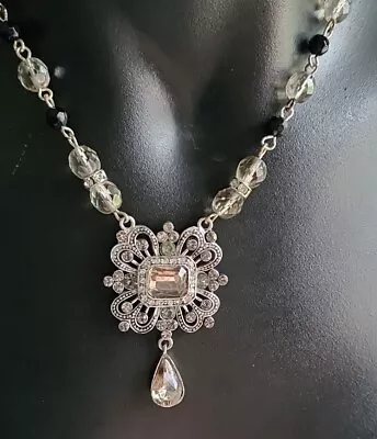Vintage AVON Marcasite Crystal & Bead Necklace • $17.50