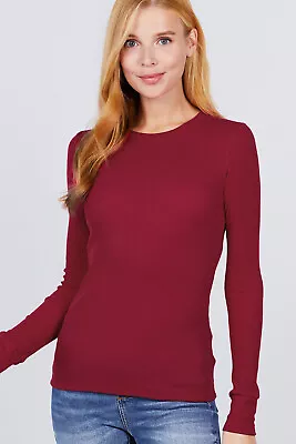 Women's Basic Thermal Long Sleeve Knit T-Shirt Crew Neck • $11.99