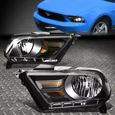 For 10-14 Ford Mustang Pair Black Housing Amber Corner Headlight Head Lamps Set • $72.88