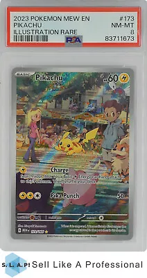 2023 Pokemon Mew En-151 173 Pikachu Illustration Rare Psa 8 • $1.08