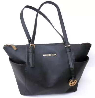 MICHAEL KORS MK SAFFIANO LEATHER  Black Tote BAG Purse • $38