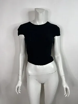 Vtg Gucci By Tom Ford 1995 Black Cotton Knit Crop Top M • $225