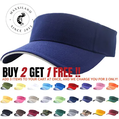 Visor Sun Hat Golf Tennis Beach Men Cap Adjustable Summer Plain Colors Women  • $7.45