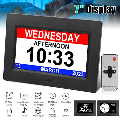 Digital Alarm Clock Day Date Calender For Memory Loss Dementia Elderly Reminder • £28