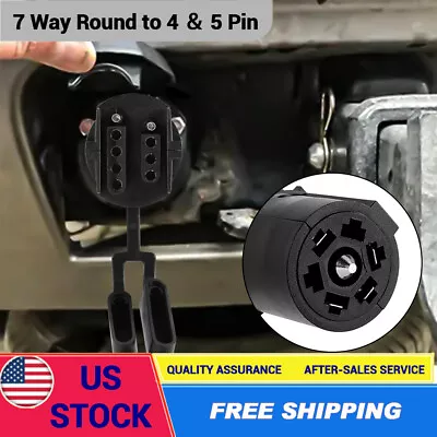 7 Way Round To 4 ＆ 5 Pin Flat Trailer Wire Light Adapter Plug RV Tow Connector • $8.45